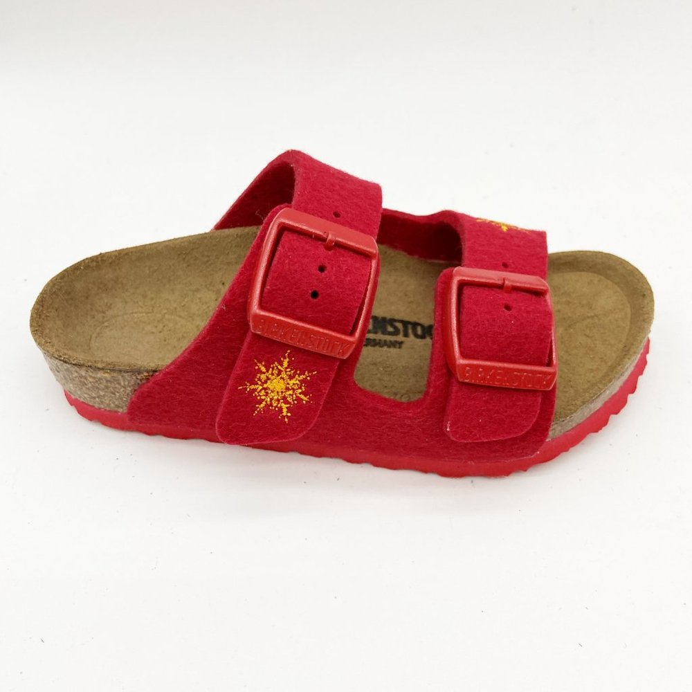 Birkenstock Arizona Kids Snow Stars Red Slide Sandals US 8 Narrow Fit